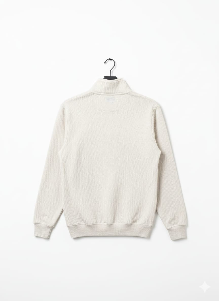 Primark white Quilted Knit Pullover Sweatshirt - Quarter-Zip