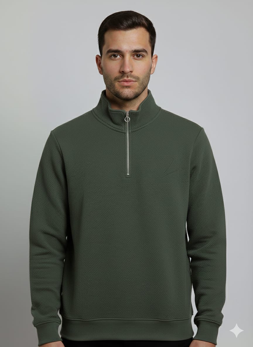 Primark Olive green quarter zipper sweatshirt for men’s
