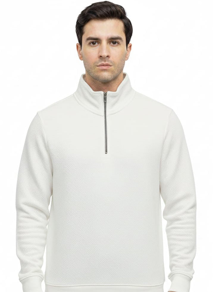 Primark white Quilted Knit Pullover Sweatshirt - Quarter-Zip