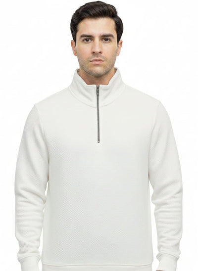 Primark white Quilted Knit Pullover Sweatshirt - Quarter-Zip